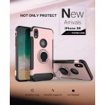 Wholesale iPhone Xr 6.1in 360 Rotating Ring Stand Hybrid Case with Metal Plate (Silver)